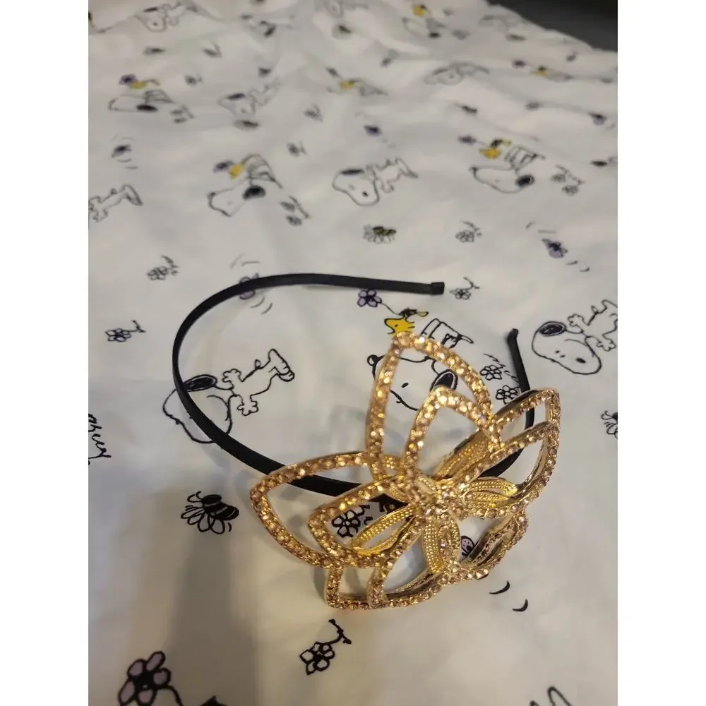 Cara Couture sparkling gold topaz Yellow clear rhinestones Flower Headband